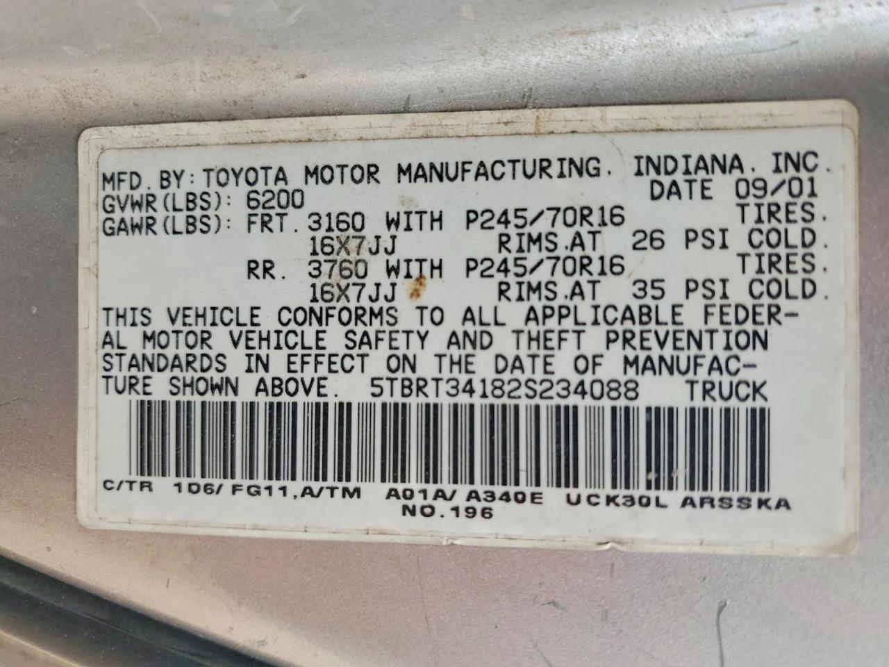 2002 TOYOTA TUNDRA SR5 V8 photo 23