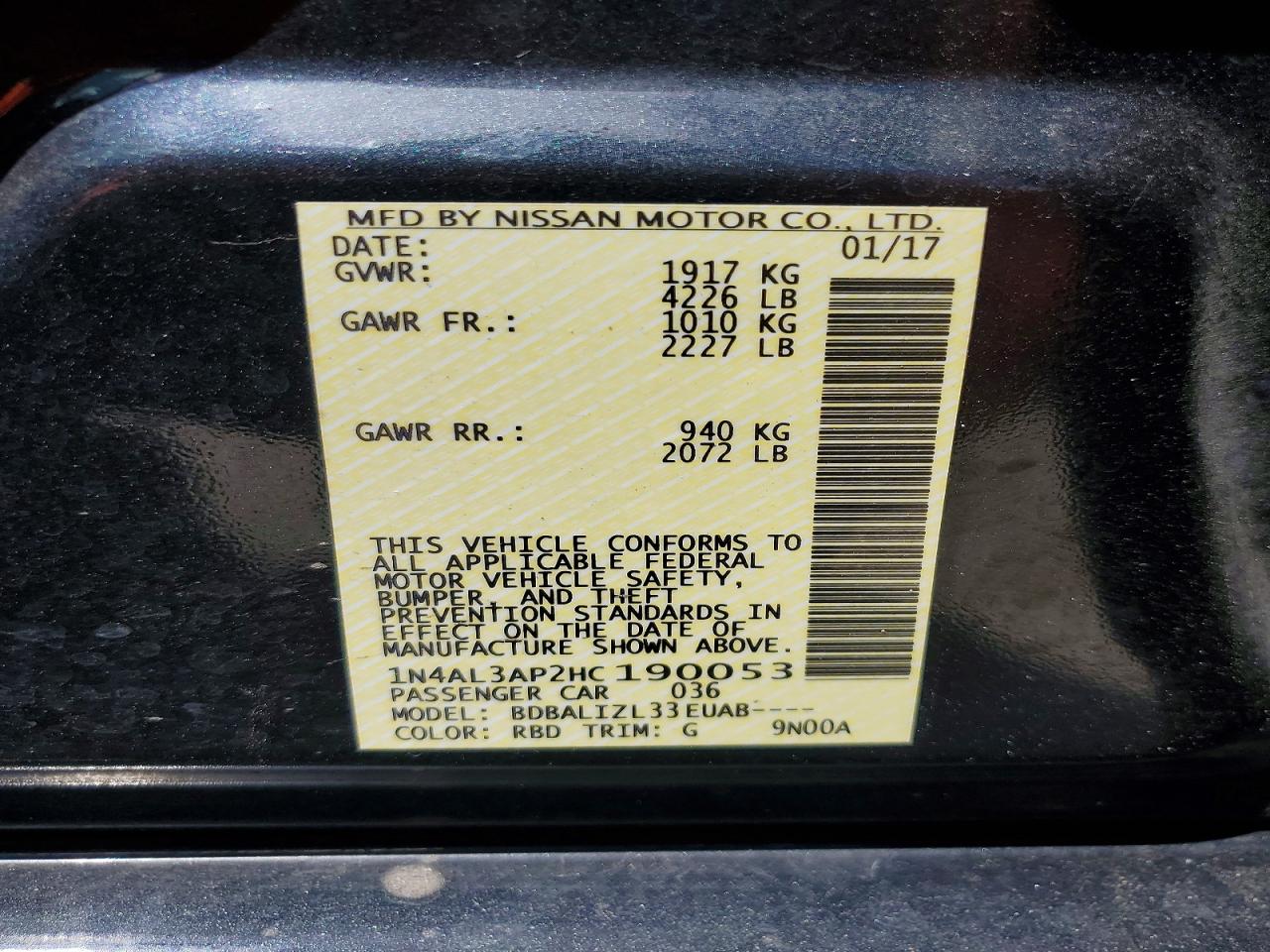 2017 NISSAN ALTIMA 2.5 SV photo 23