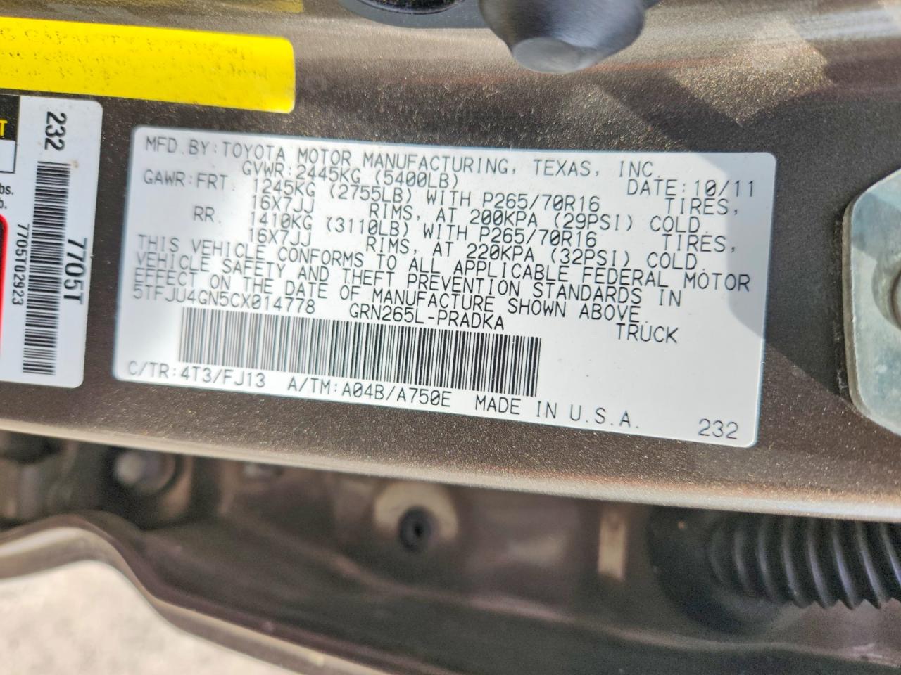 2012 TOYOTA TACOMA PRERUNNER V6 photo 37