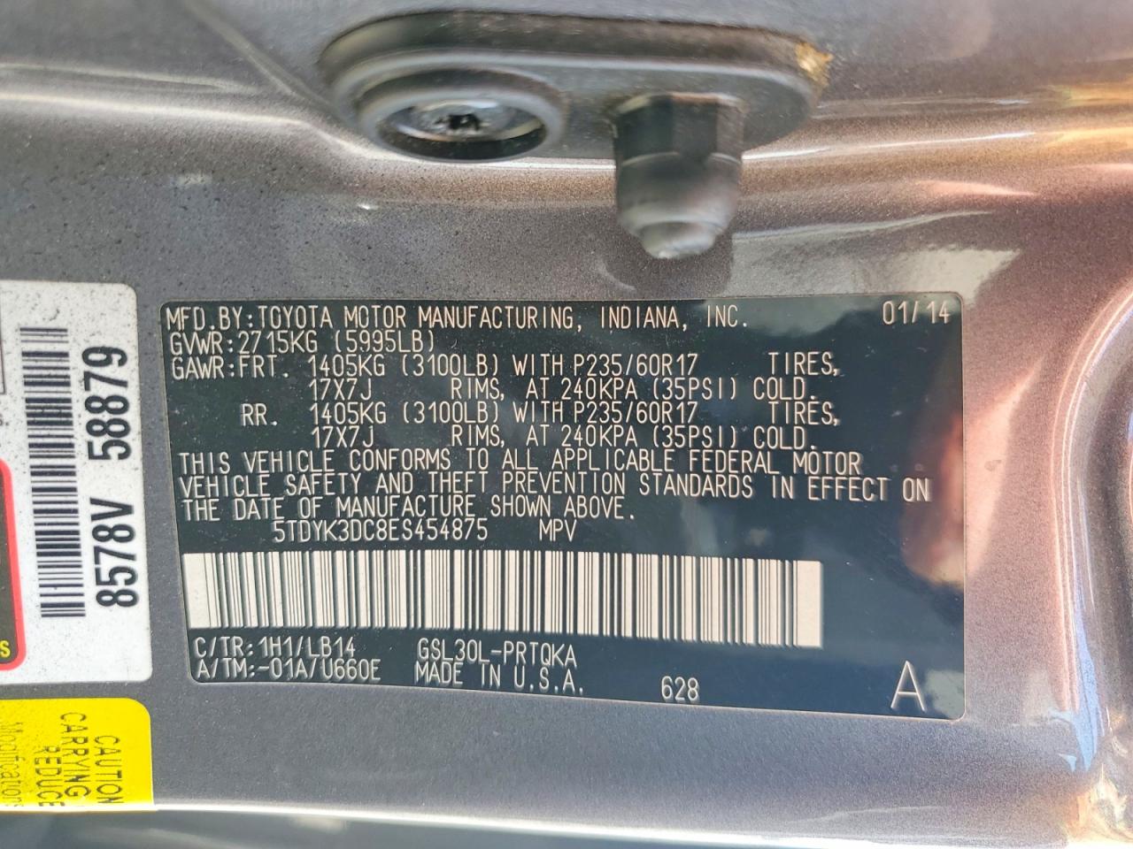 2014 TOYOTA SIENNA XLE 8-PASSENGER photo 13