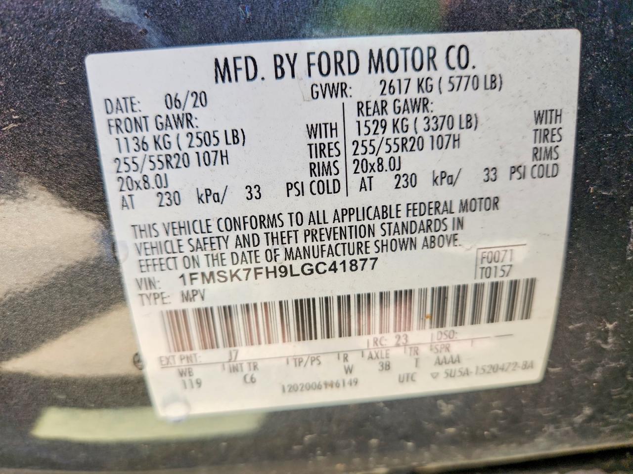 2020 FORD EXPLORER LIMITED photo 27