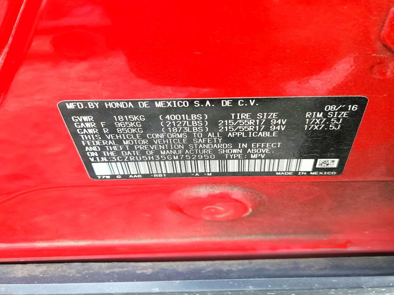 2016 HONDA HR-V LX photo 13