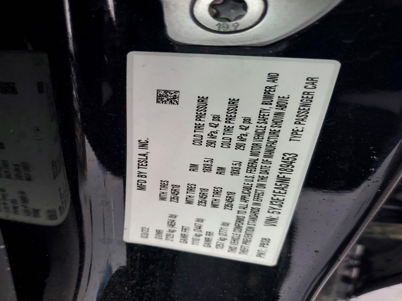 2022 TESLA MODEL 3 photo 13