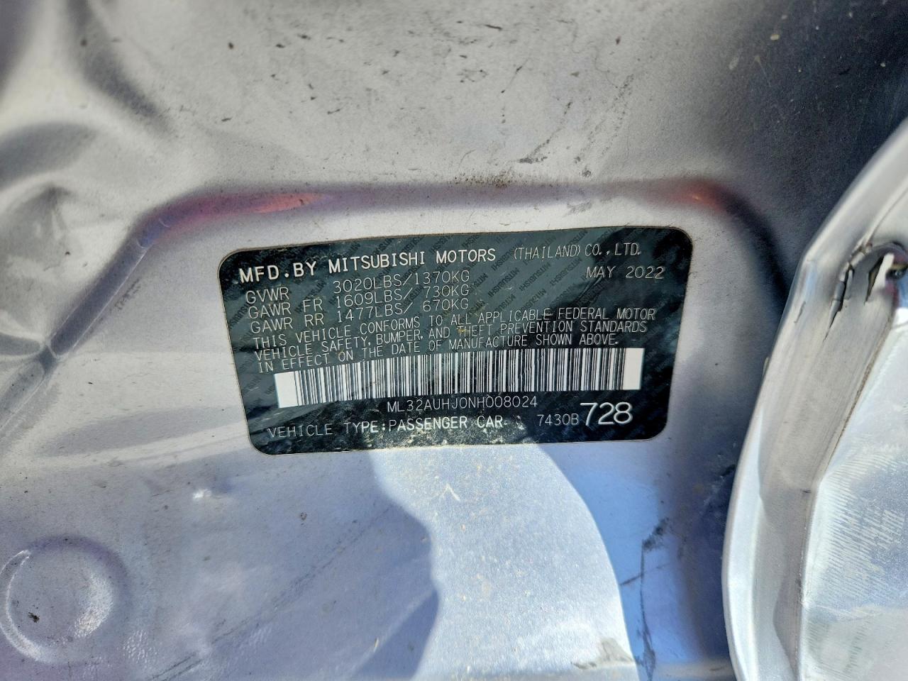 2022 MITSUBISHI MIRAGE ES photo 37