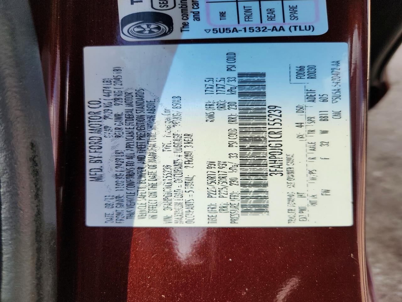 2012 FORD FUSION SEL photo 34