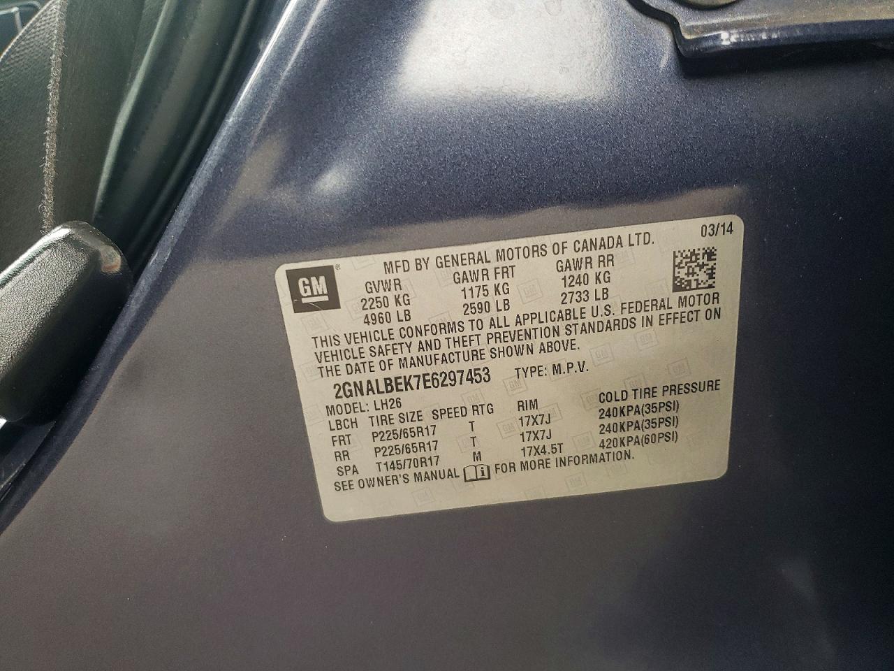 2014 CHEVROLET EQUINOX LT photo 25