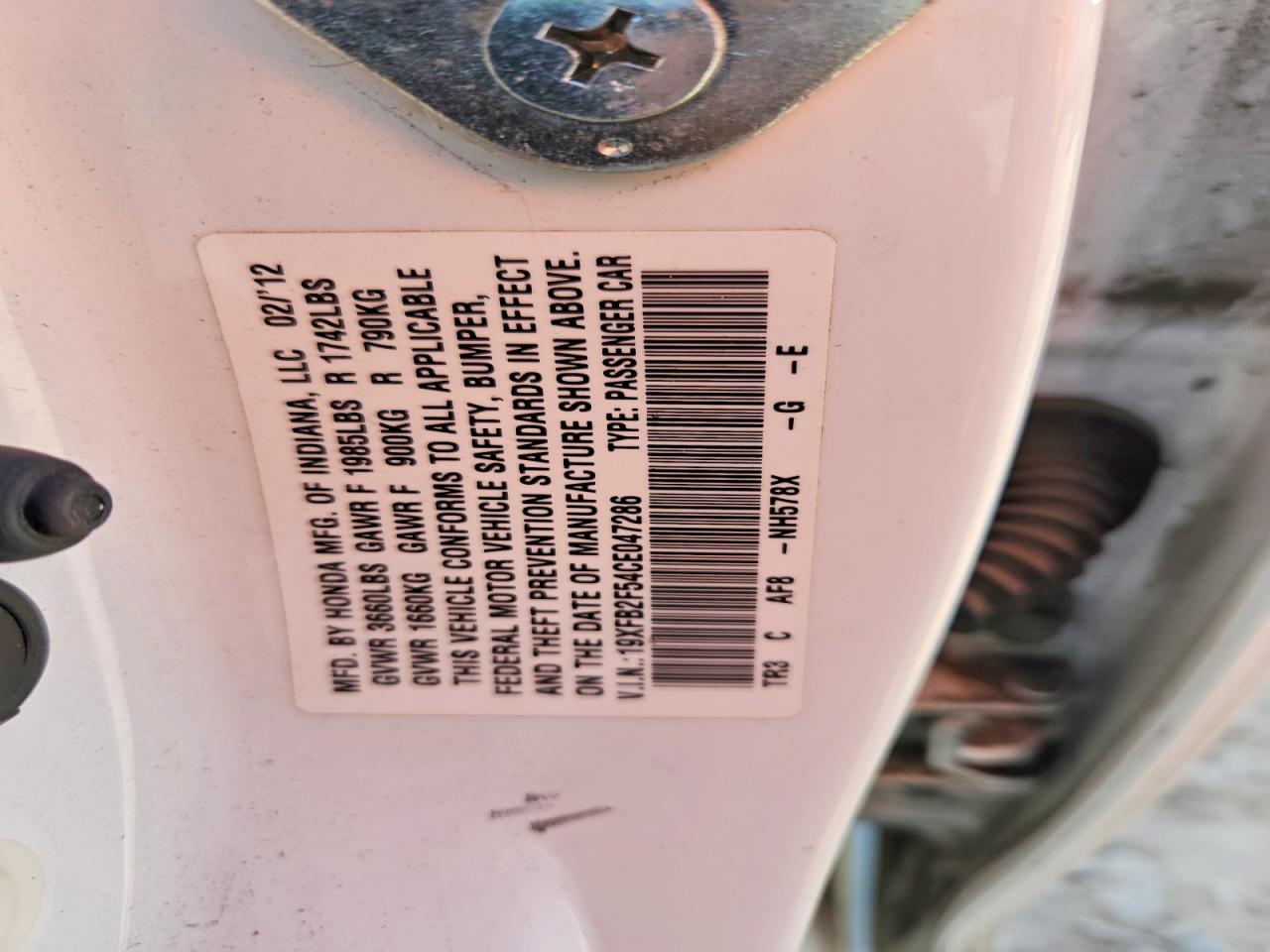 2012 HONDA CIVIC LX photo 23