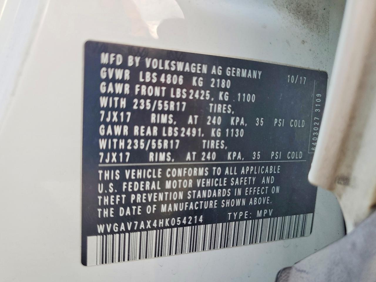 2017 VOLKSWAGEN TIGUAN S photo 37