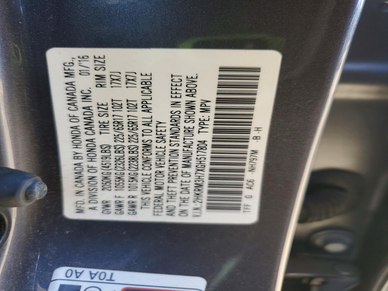 2016 HONDA CR-V EXL photo 25