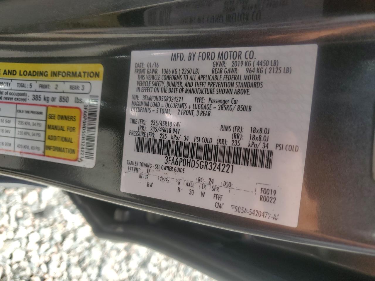 2016 FORD FUSION SE photo 23