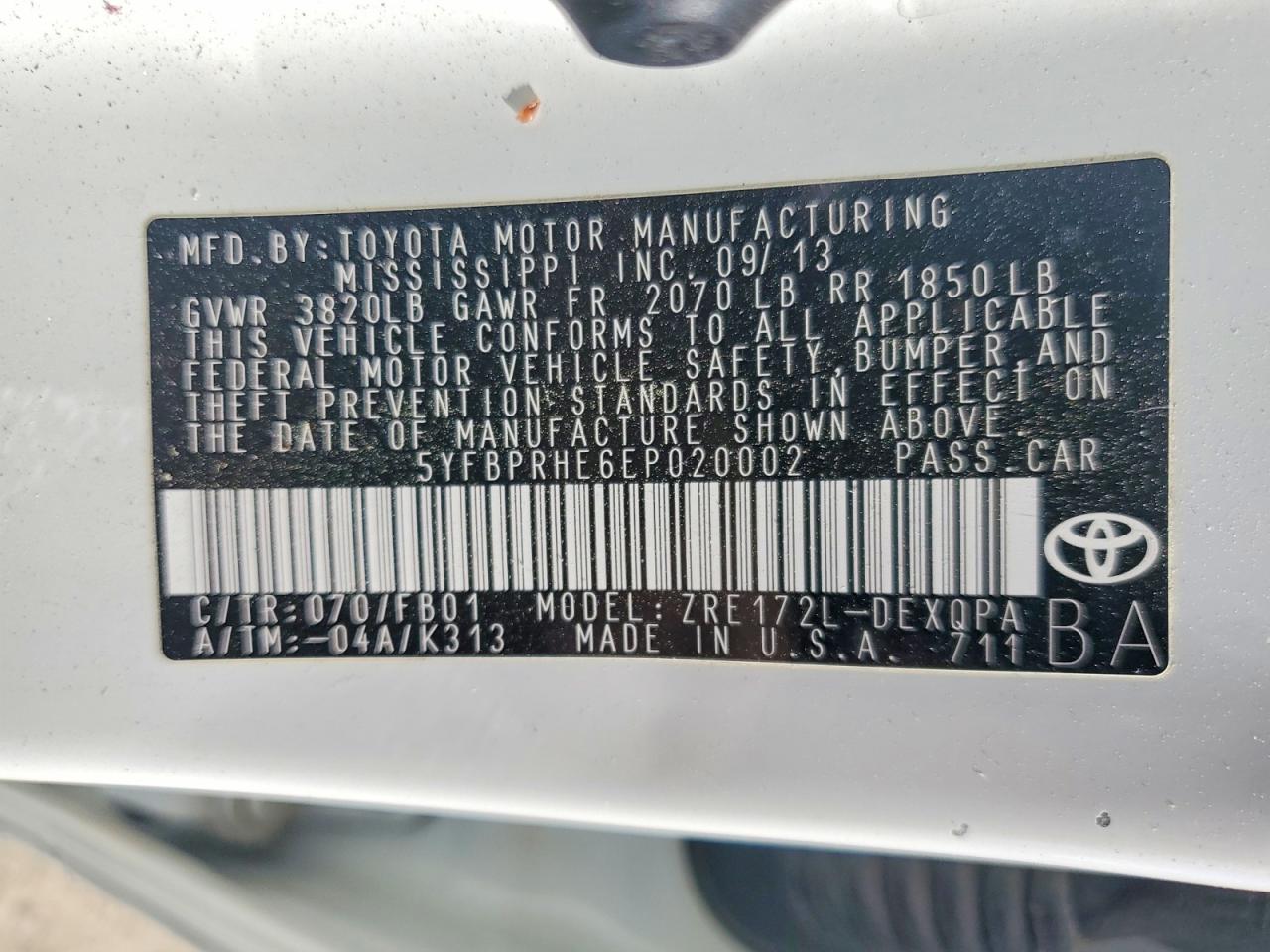 2014 TOYOTA COROLLA LE ECO photo 34
