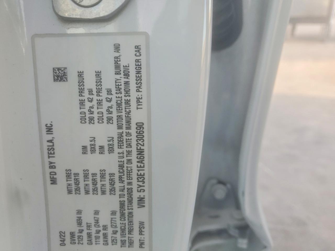 2022 TESLA MODEL 3 photo 13