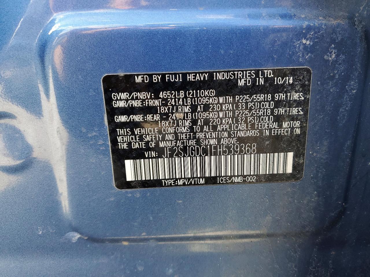 2015 SUBARU FORESTER 2.0XT PREMIUM photo 40