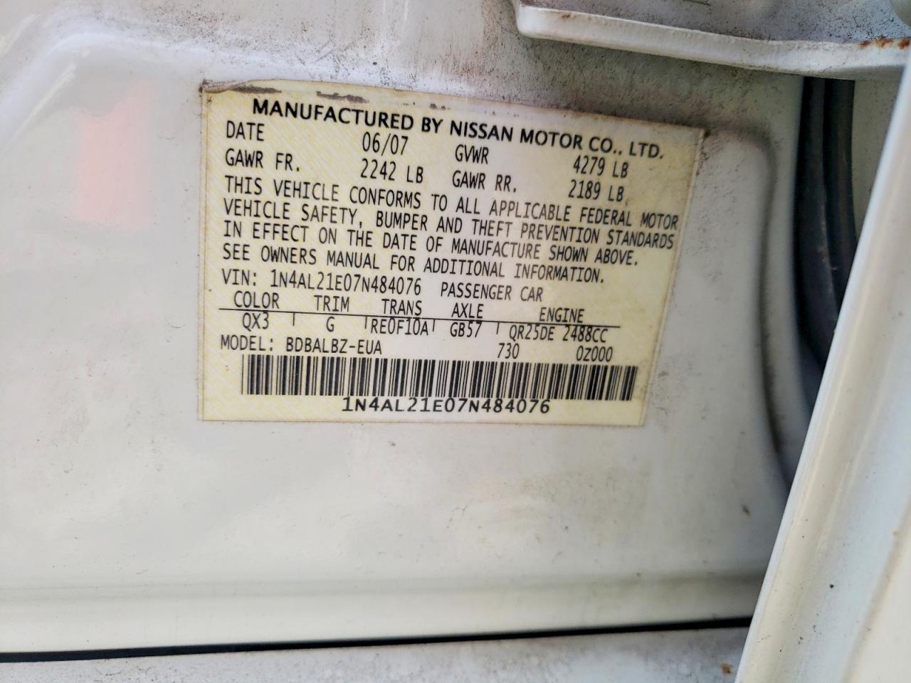 2007 NISSAN ALTIMA 2.5 photo 34