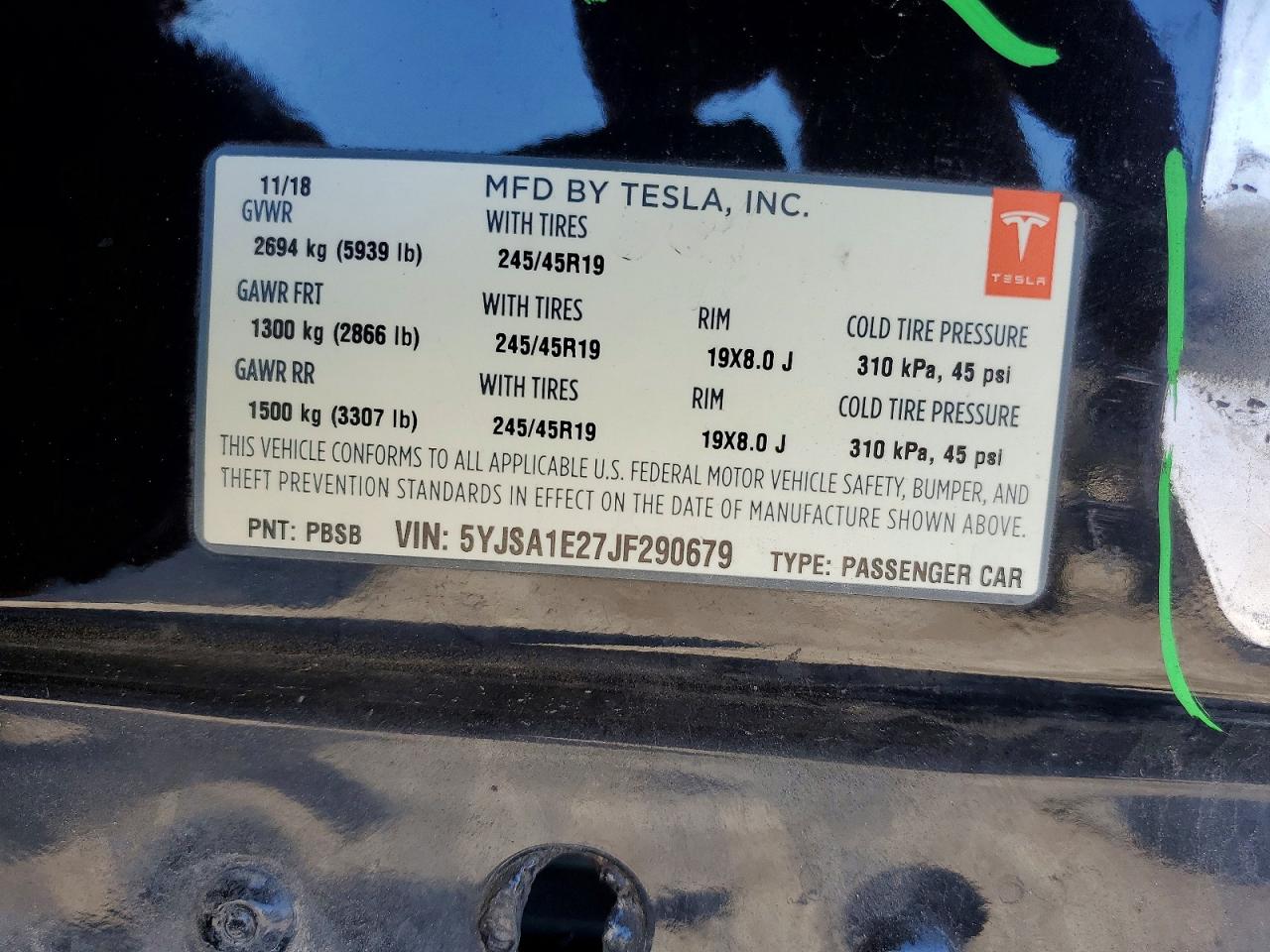 2018 TESLA MODEL S photo 13