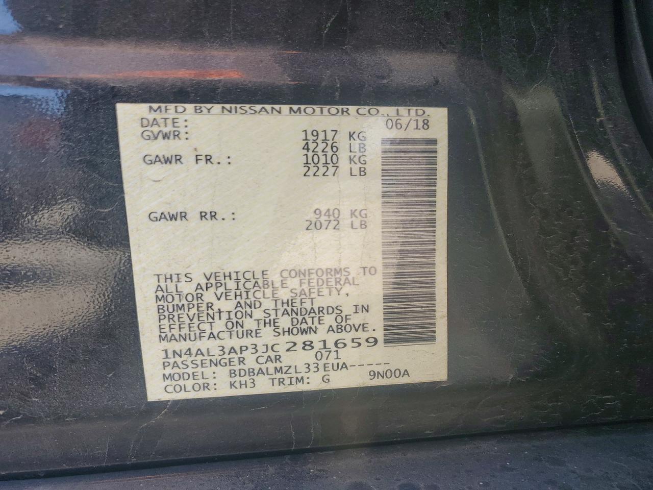 2018 NISSAN ALTIMA 2.5 SV photo 34