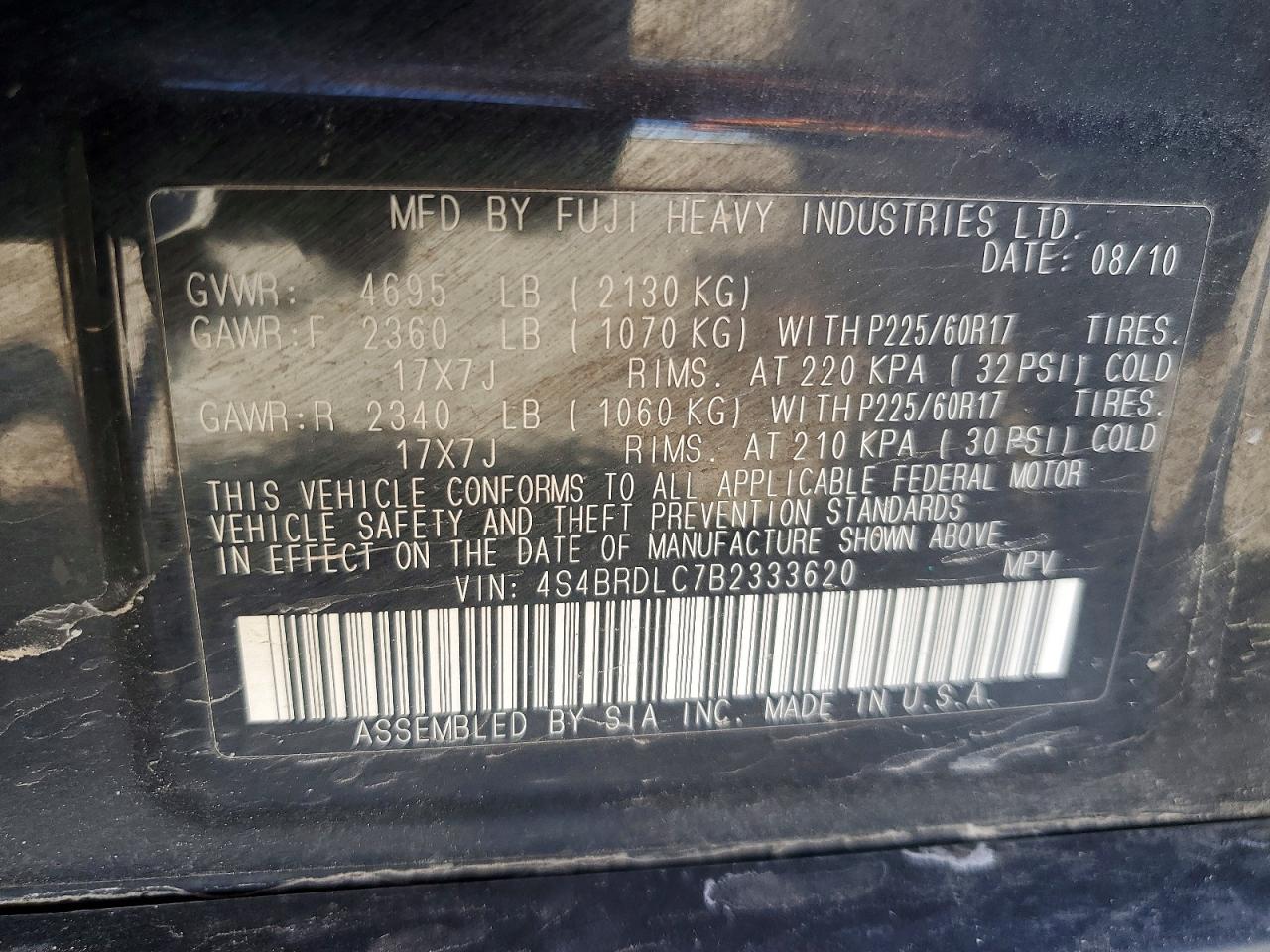 2011 SUBARU OUTBACK 3.6R LIMITED photo 25