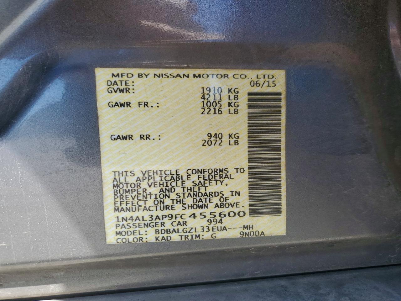 2015 NISSAN ALTIMA 2.5 S photo 23