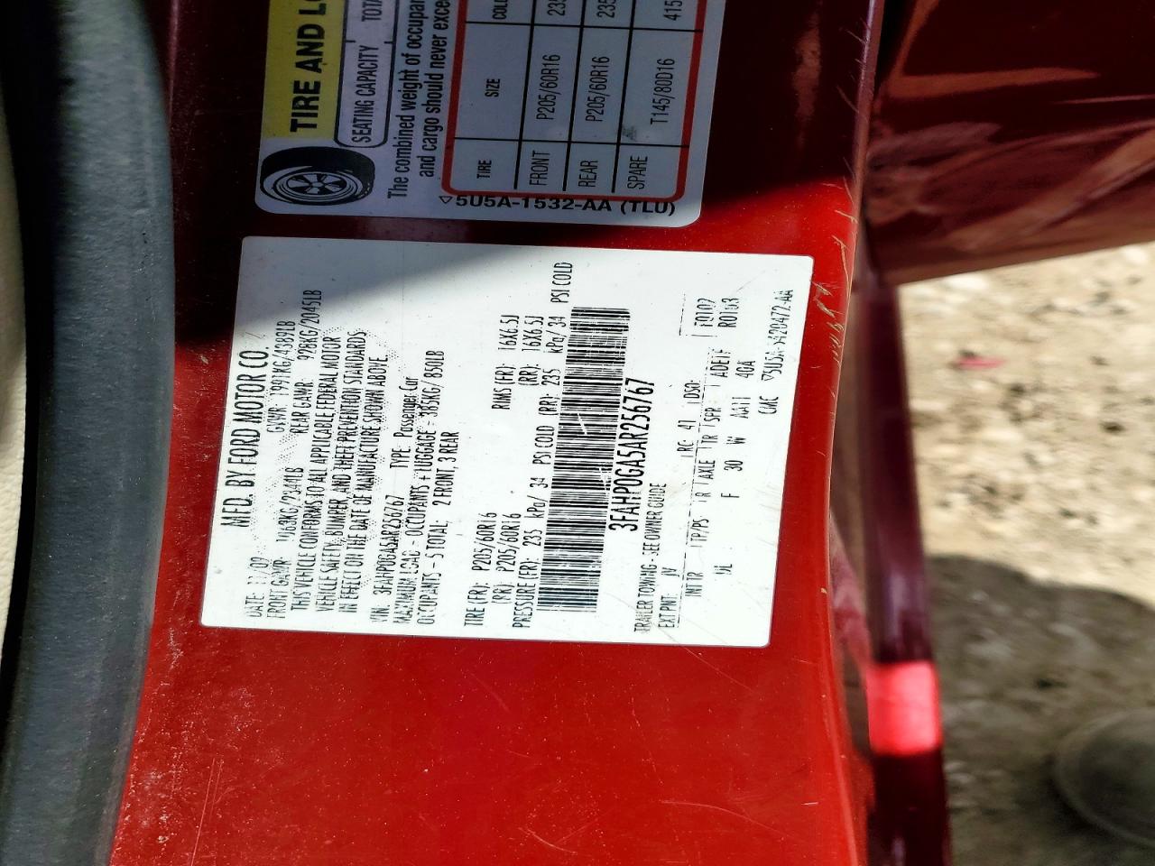 2010 FORD FUSION S photo 12