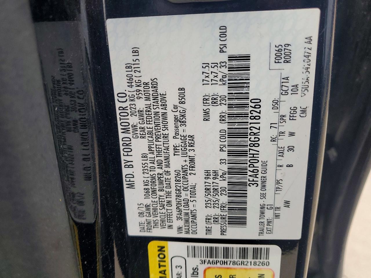 2016 FORD FUSION SE photo 25