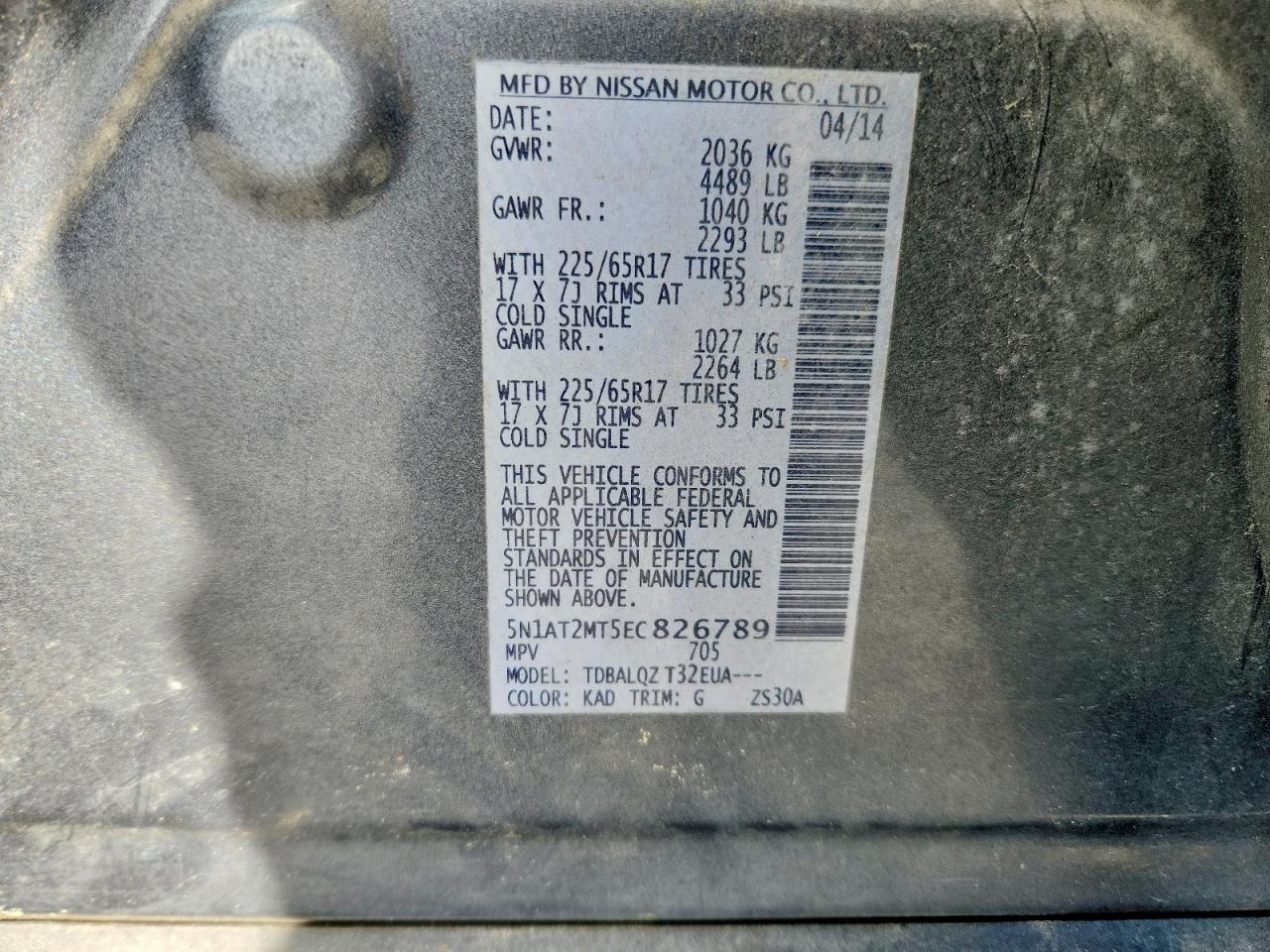 2014 NISSAN ROGUE SV photo 37