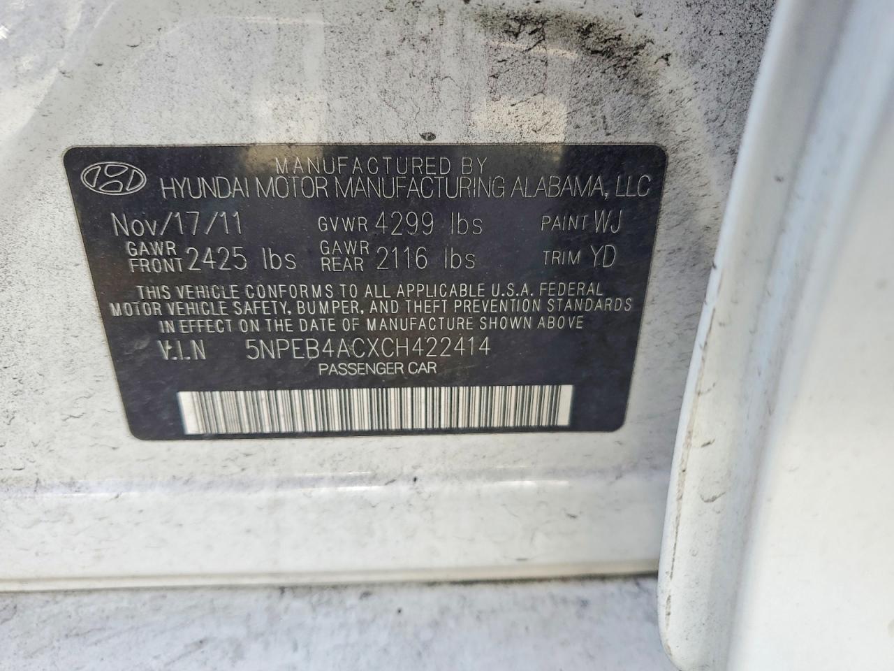 2012 HYUNDAI SONATA GLS photo 34