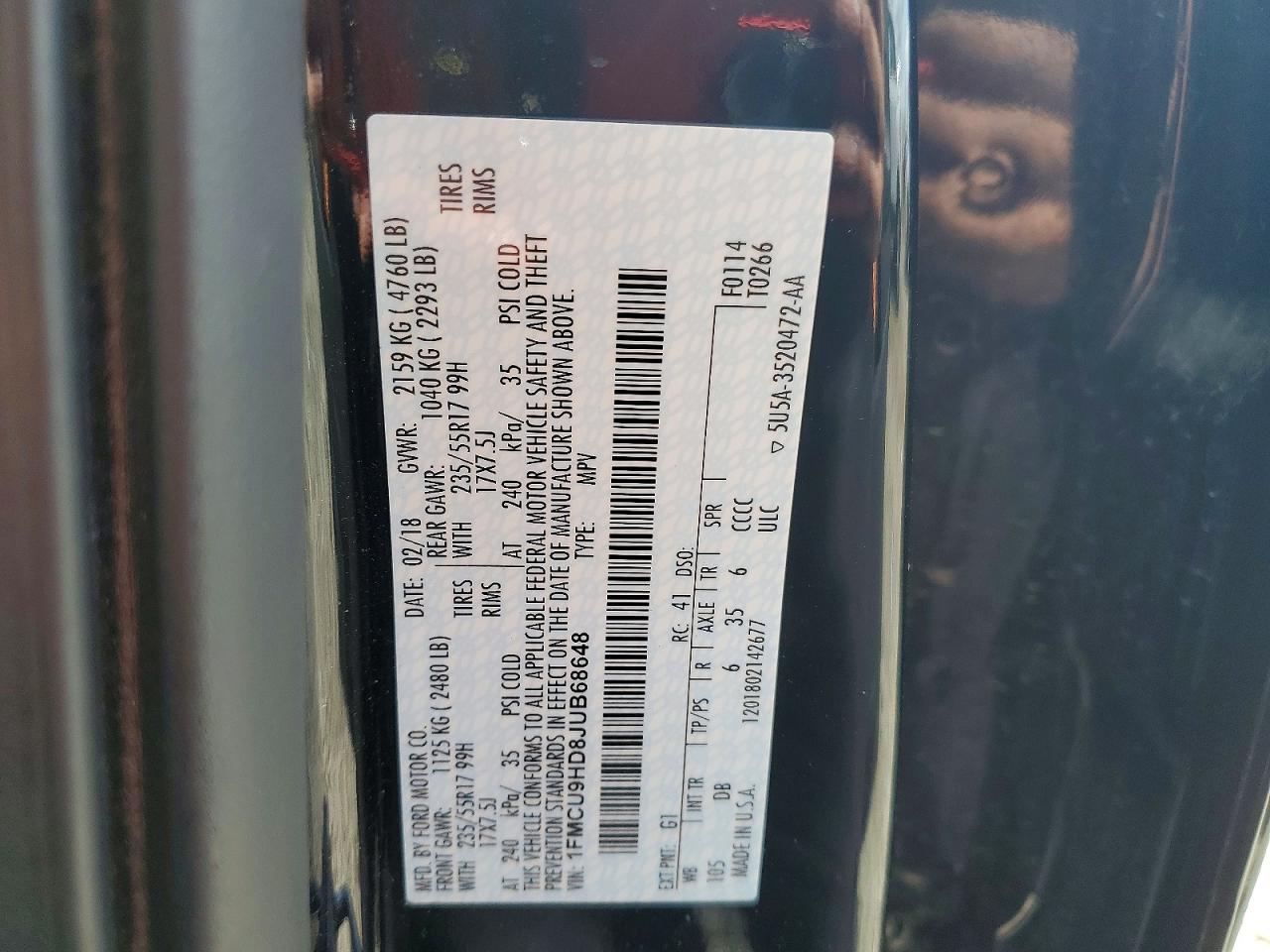 2018 FORD ESCAPE SEL photo 13