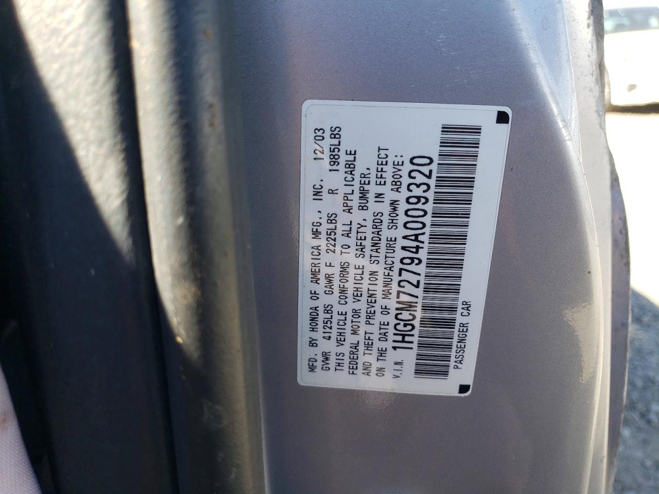 2004 HONDA ACCORD EX photo 12