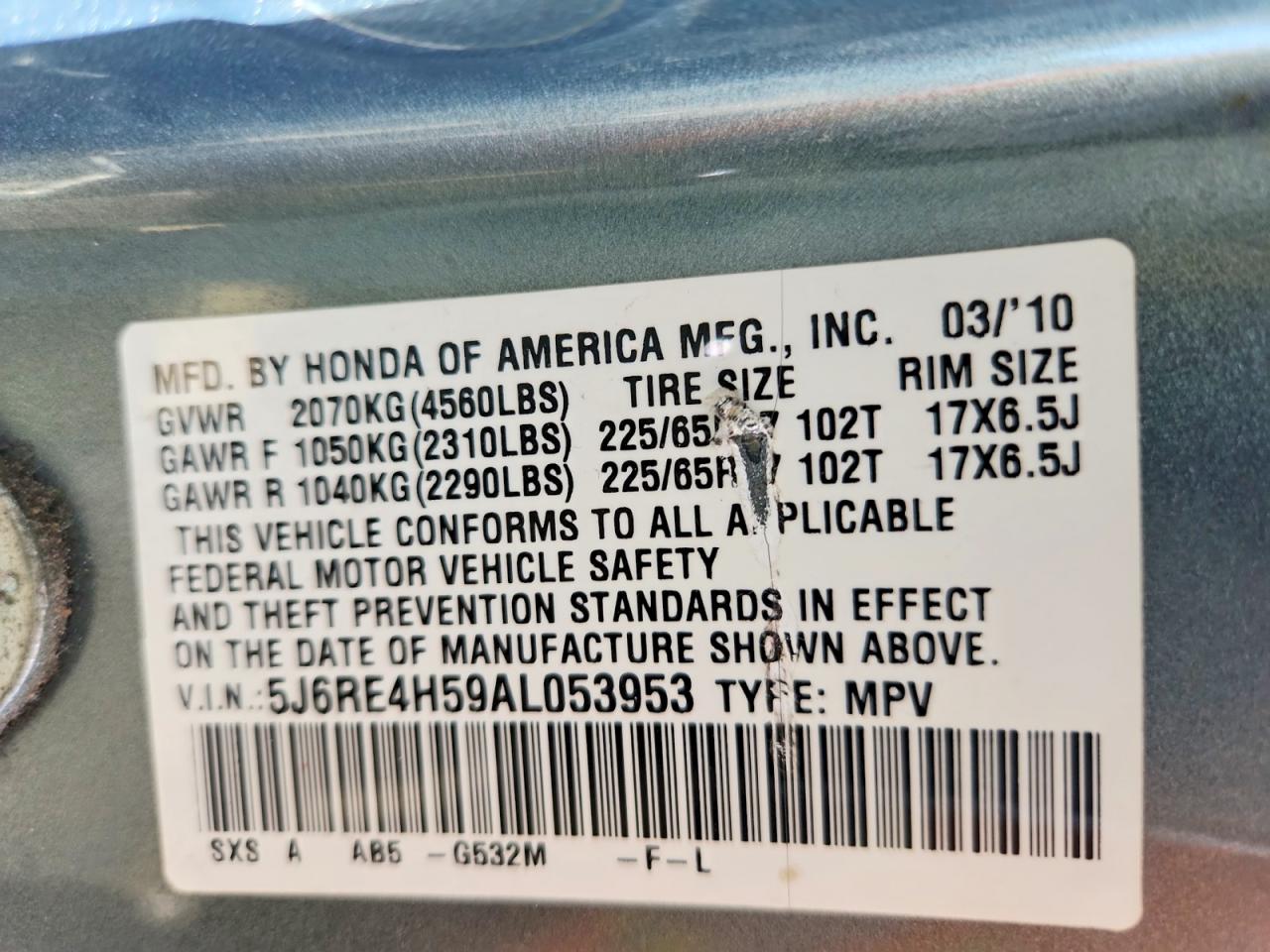 2010 HONDA CR-V EX photo 14