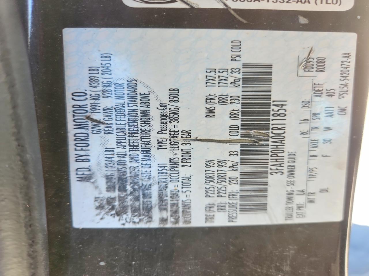2012 FORD FUSION SE photo 23