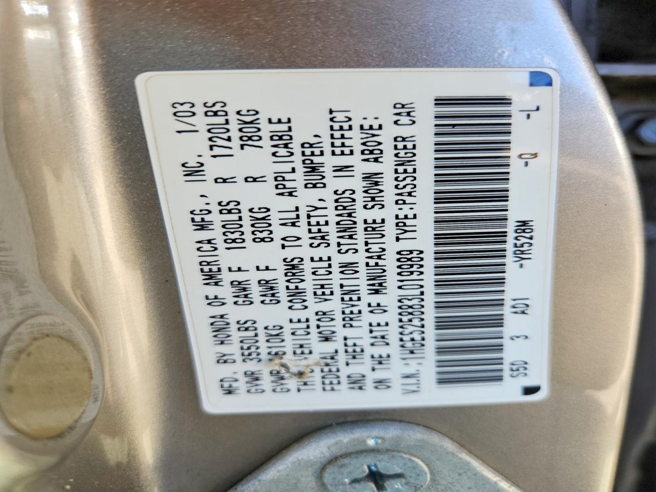 2003 HONDA CIVIC EX photo 12