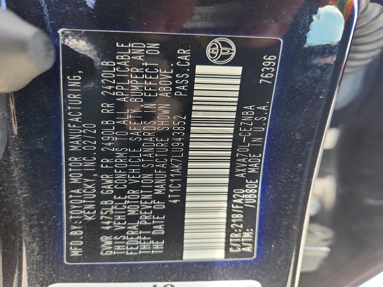 2020 TOYOTA CAMRY LE photo 37