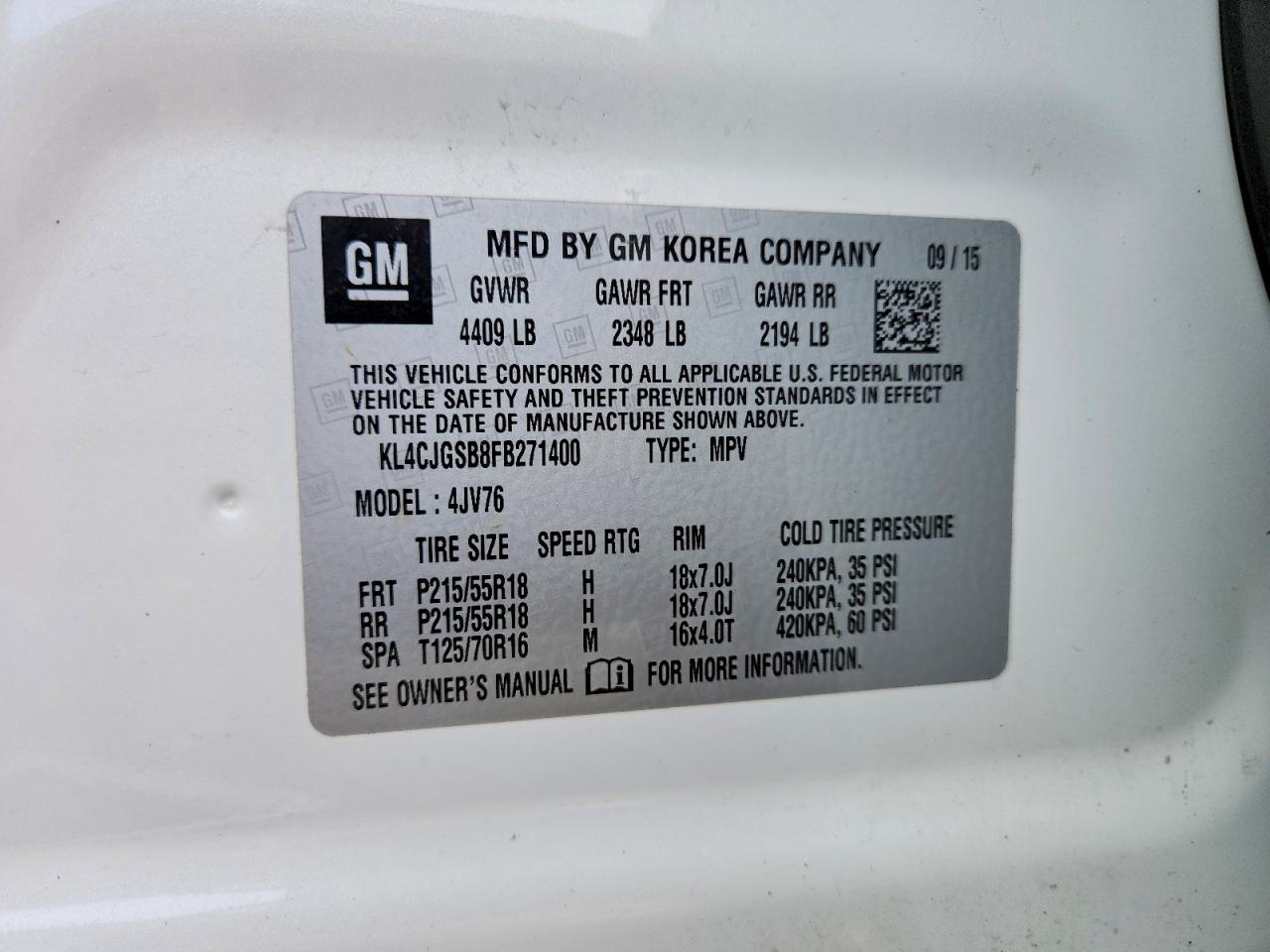 2015 BUICK ENCORE photo 25