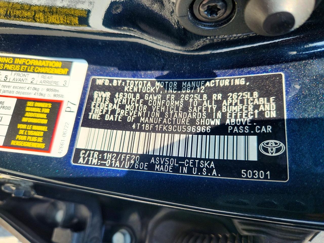 2012 TOYOTA CAMRY SE photo 34