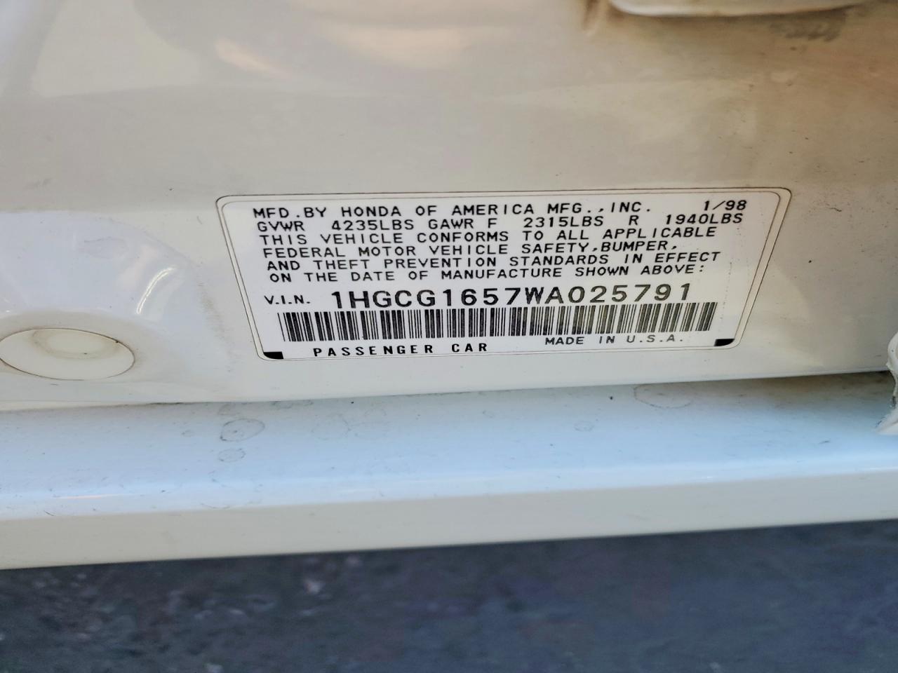 1998 HONDA ACCORD EX photo 23