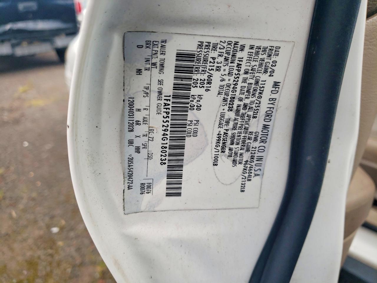 2004 FORD TAURUS SES photo 23