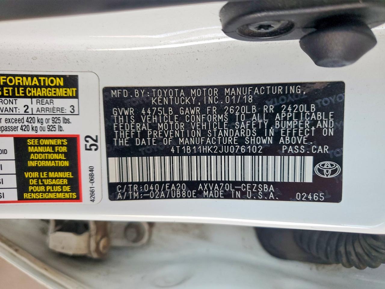 2018 TOYOTA CAMRY SE photo 23