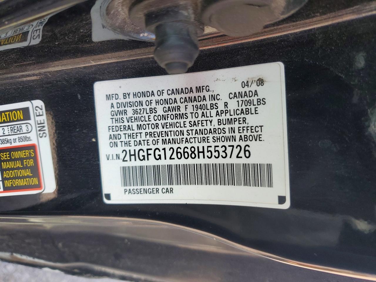 2008 HONDA CIVIC LX photo 34