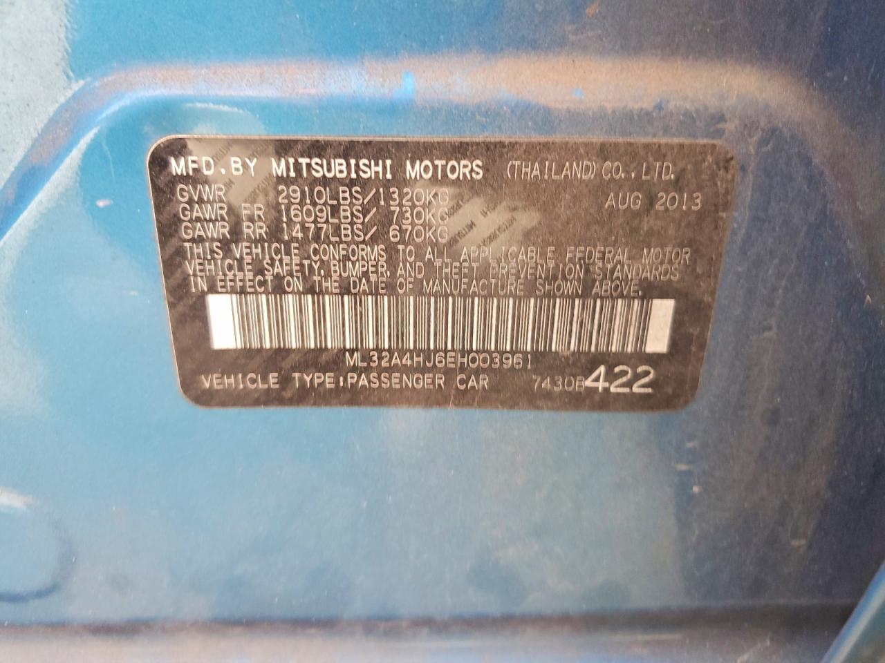2014 MITSUBISHI MIRAGE ES photo 12