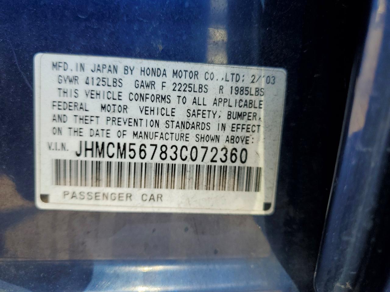 2003 HONDA ACCORD EX photo 12