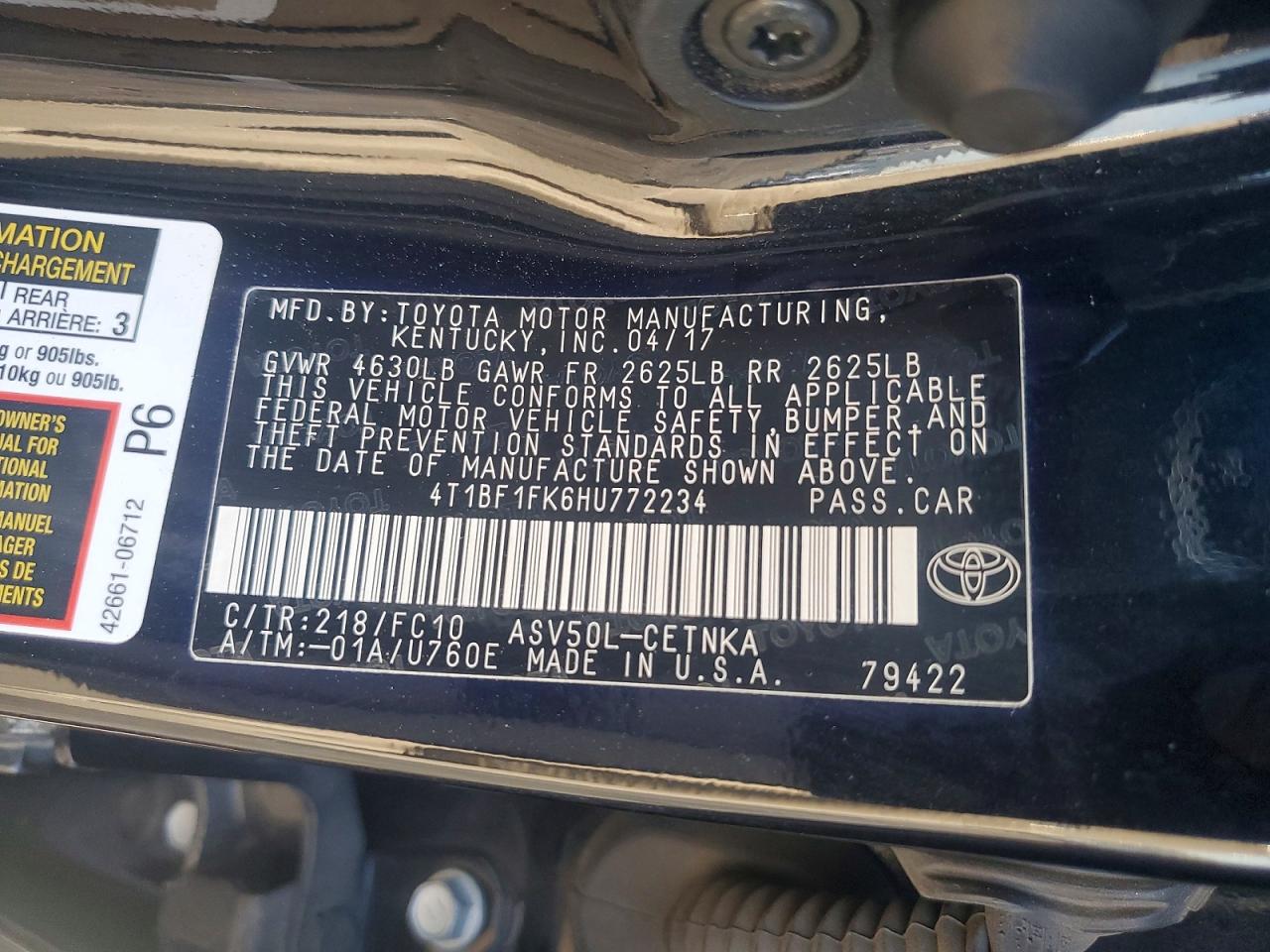 2017 TOYOTA CAMRY LE photo 34