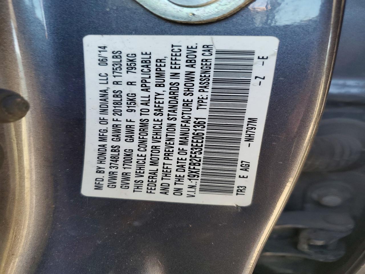 2014 HONDA CIVIC LX photo 23
