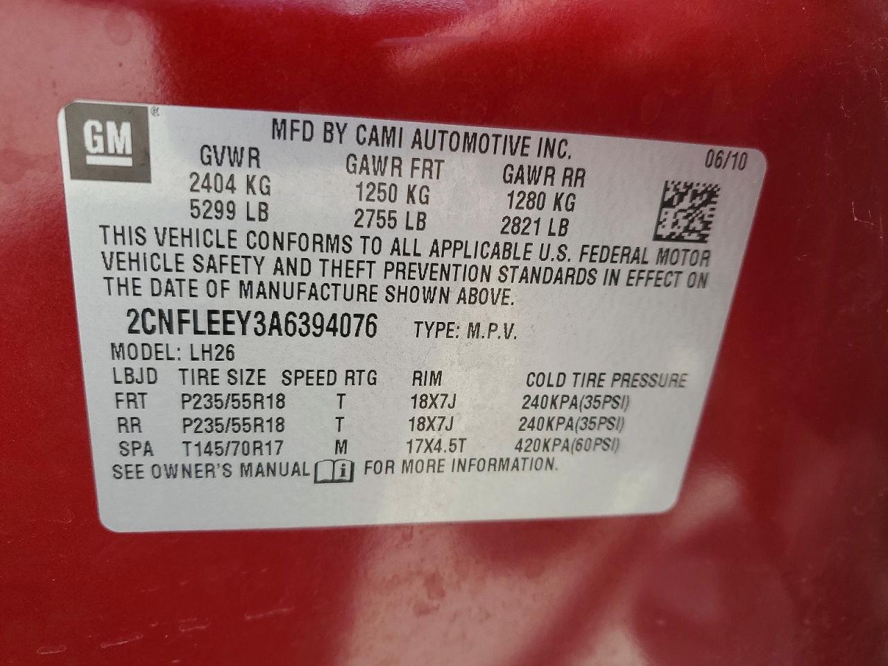 2010 CHEVROLET EQUINOX LT photo 40