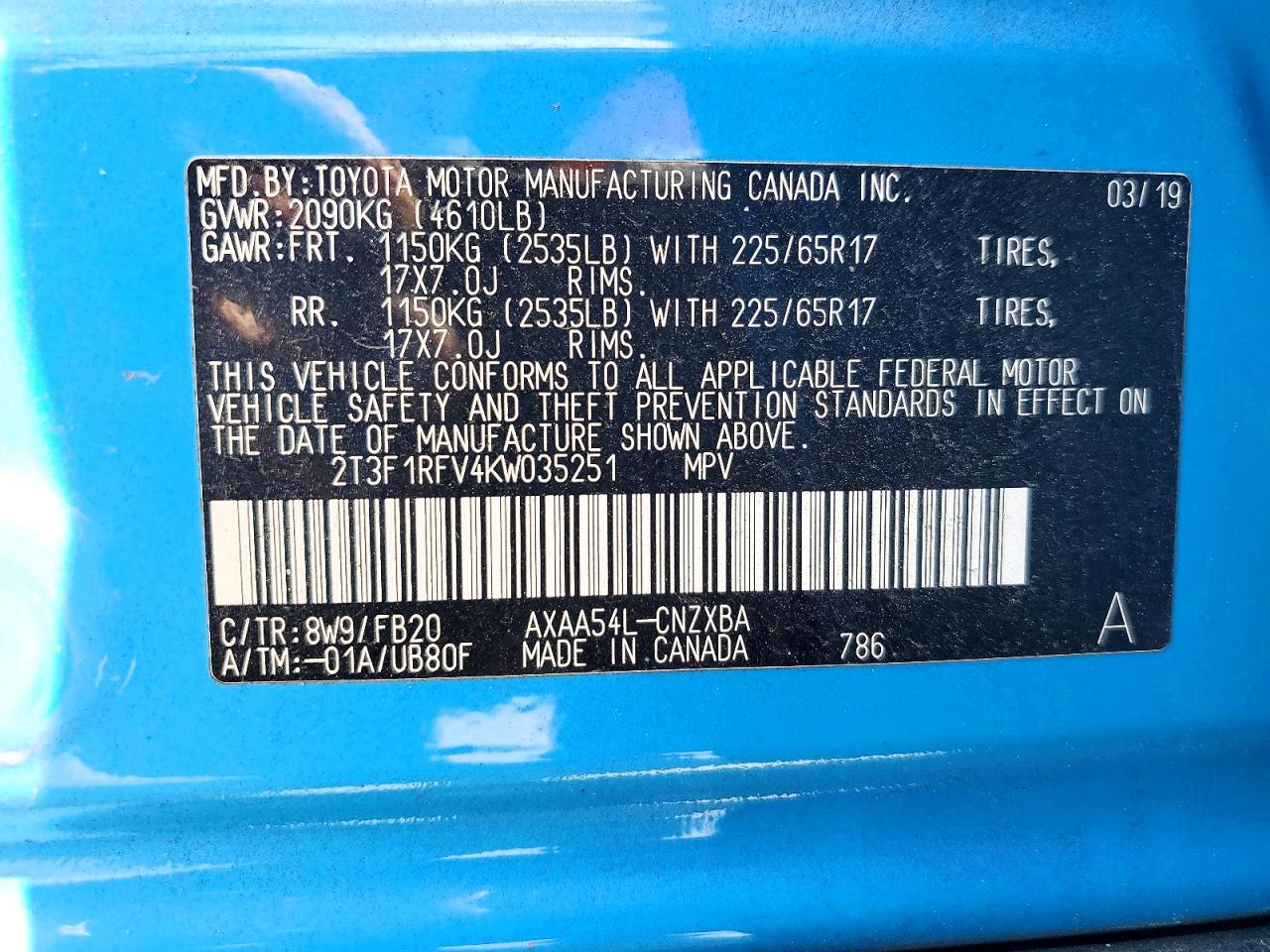 2019 TOYOTA RAV4 LE photo 13