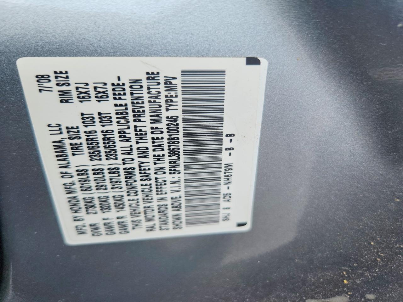 2008 HONDA ODYSSEY EXL photo 25
