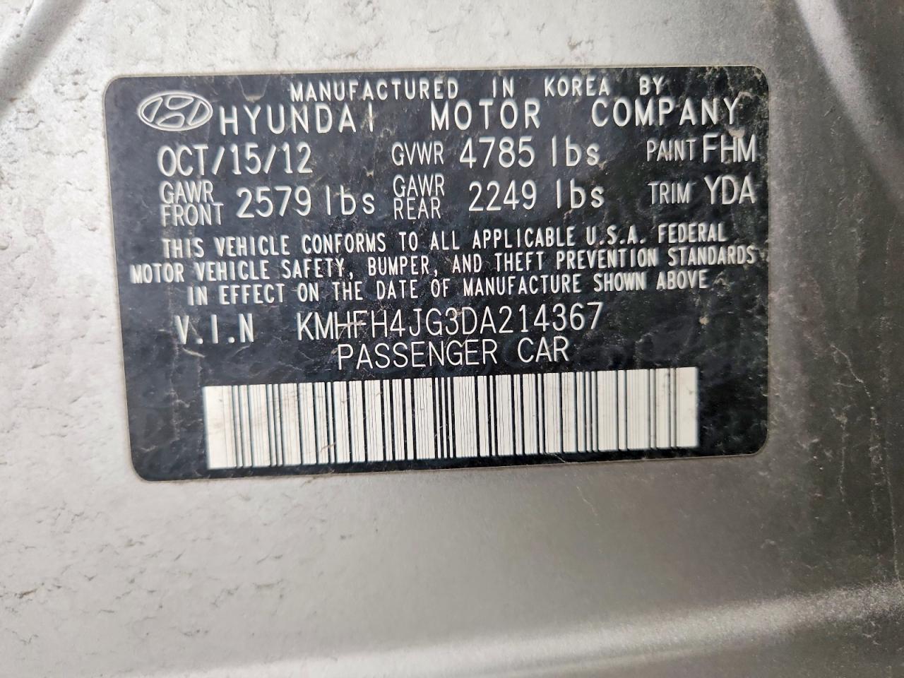 2013 HYUNDAI AZERA BASE photo 23