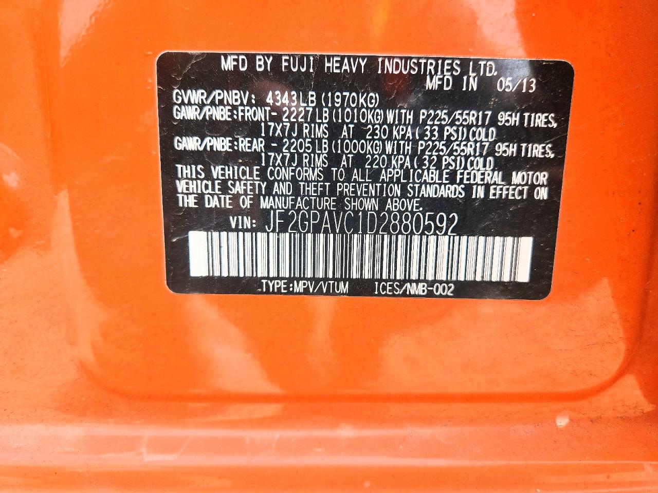 2013 SUBARU XV CROSSTREK 2.0 PREMIUM photo 13
