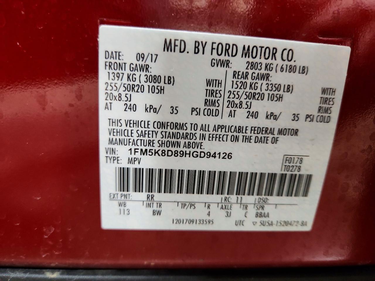 2017 FORD EXPLORER XLT photo 37