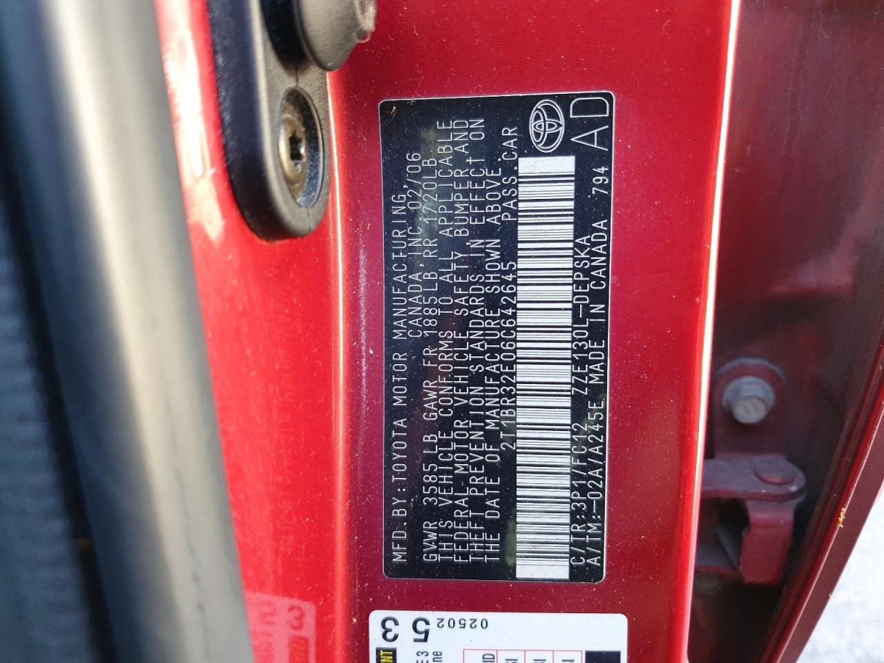 2006 TOYOTA COROLLA S photo 34