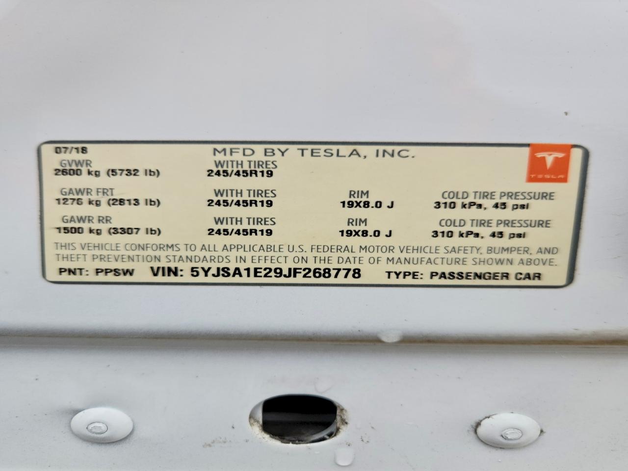 2018 TESLA MODEL S photo 34